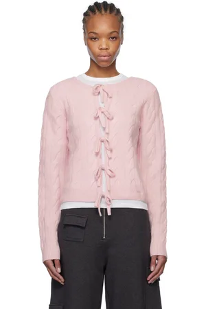 Ganni Pink Cashmere Mix Tie String Cardigan