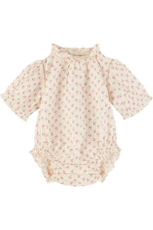 BONPOINT Baby Off-White Evie Cherry Print Poplin Romper