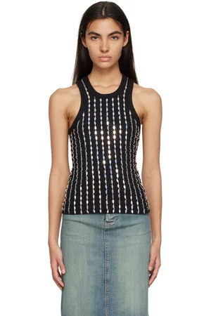 Ganni Black Beaded Tank Top