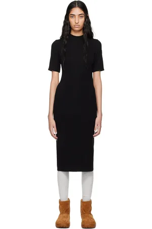 Moncler Black Viscose Midi Dress