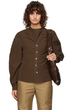 LEMAIRE Brown Asymmetrical Fitted Blouse