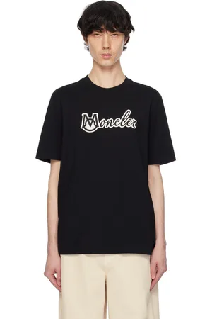 Moncler Black Embroidered Varsity Logo Cotton T-shirt