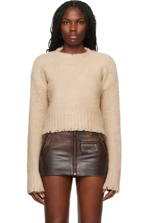 Guess Beige Fuzzy Crewneck Sweater