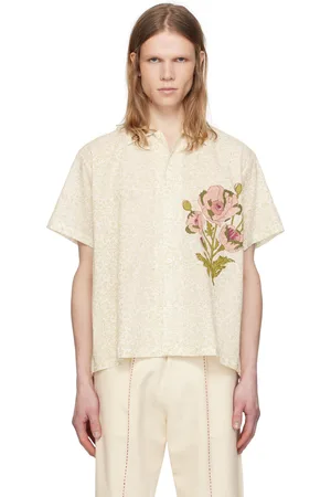 HARAGO Off-White Printed Bouquet Shirt