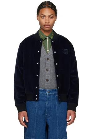 Maison Kitsuné Navy Teddy Blouson Jacket