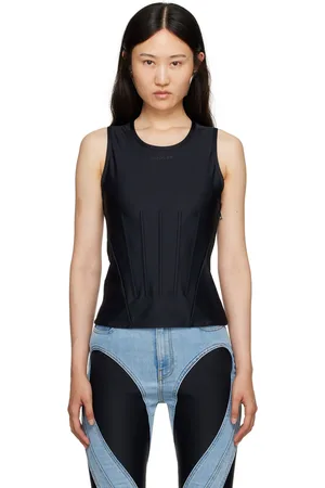MUGLER Black Embossed Tank Top