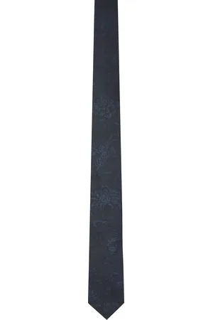 DRIES VAN NOTEN Navy Jacquard Silk Tie