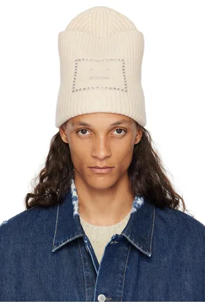 Acne Studios Beige Embellished Face Square Beanie