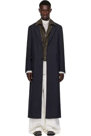 DRIES VAN NOTEN Navy Wool Coat