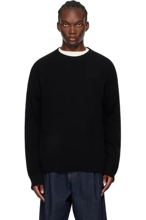 THE ELDER STATESMAN Black Simple Crew Sweater