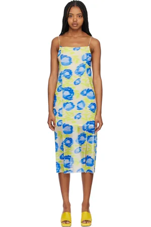 Ganni Green & Blue Printed Midi Dress