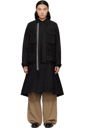 SACAI Black WTAPS Edition Cotton Back Satin Coat