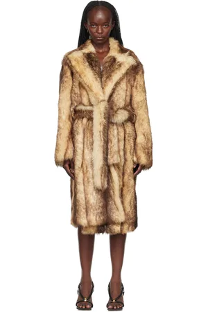 Bottega Veneta Beige Printed Faux-Fur Coat
