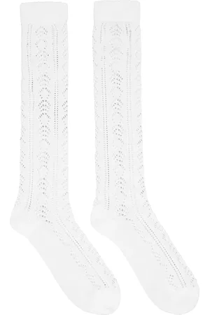 VALENTINO GARAVANI White Perforated Cotton VLogo Socks