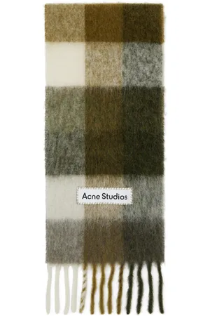 Acne Studios Khaki Mohair Checked Scarf
