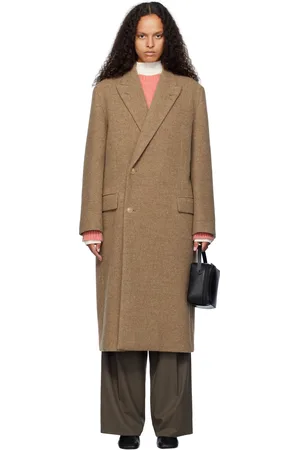 Auralee Brown Sponge Wool Melton Chesterfield Coat