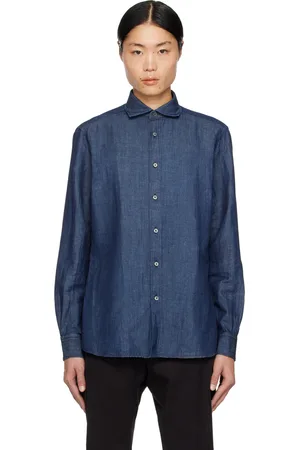 Ermenegildo Zegna Blue Buttoned Denim Shirt