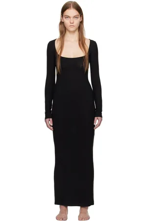 SKIMS Black Soft Lounge Long Sleeve Maxi Dress