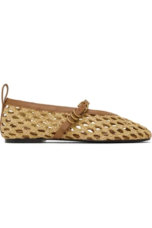 RAG&BONE Beige Spire Woven Faux Leather Mary Jane Ballerina Flats