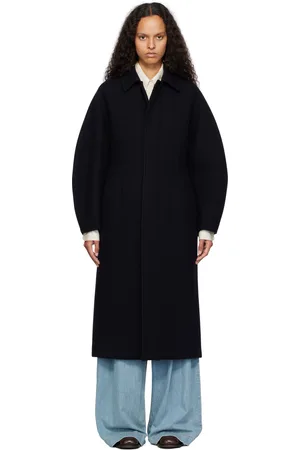 Auralee Navy Sponge Wool Melton Soutien Collar Coat
