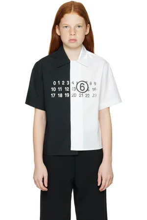 Maison Margiela Kids White & Black Poplin Split Shirt