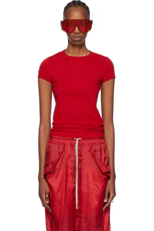 Rick Owens Red Cropped Level T-Shirt