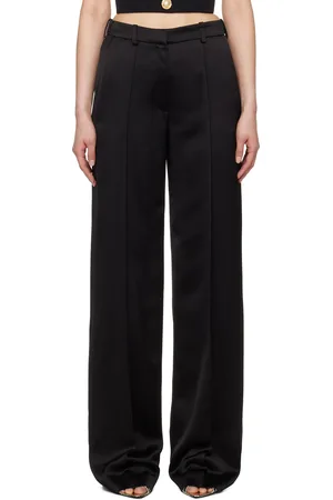 Balmain Black Tailored Satin Straight Trousers