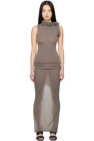 Rick Owens Gray Hollywood Banded T Maxi Dress