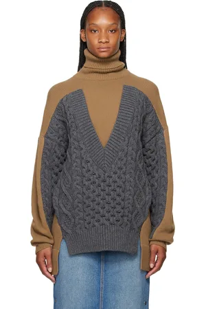 Stella McCartney Brown & Gray Paneled Turtleneck