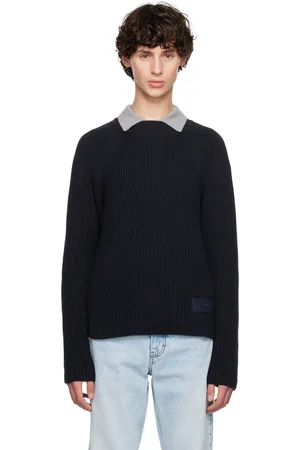 Ami Navy Logo Patch Sweater