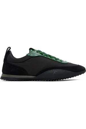 Salvatore Ferragamo Black & Green Patent Leather Trim Sneakers
