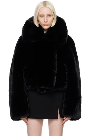 Acne Studios Black Fluffy Faux-Fur Jacket