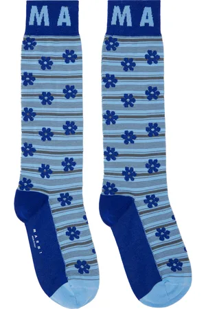 Marni Blue Flower Jacquard Socks