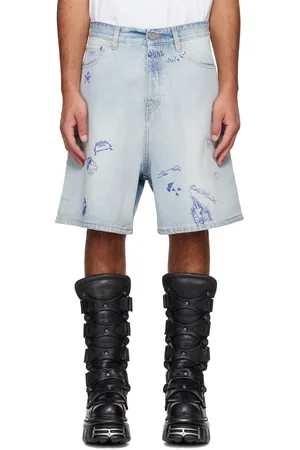 Vetements Blue Scribbled Denim Shorts