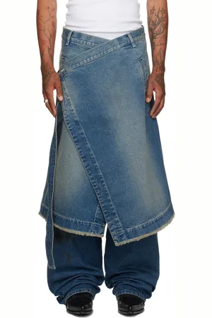LU’U DAN Blue Apron Denim Skirt