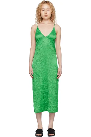 Ganni Green Vented Midi Dress