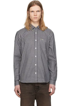 Lacoste Navy & White Regular Fit Stretch Plaid Shirt