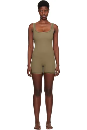 SKIMS Khaki Cotton Rib Onesie Jumpsuit
