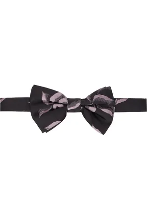 DRIES VAN NOTEN Black & Purple Jacquard Bow Tie