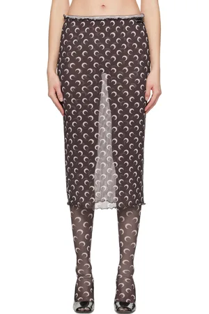 Marine Serre Brown Moon Printed Mesh Midi Skirt