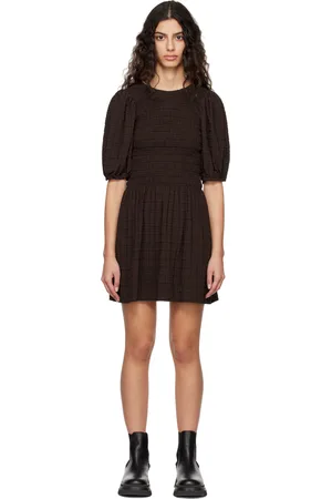 Ganni Brown Smock Minidress