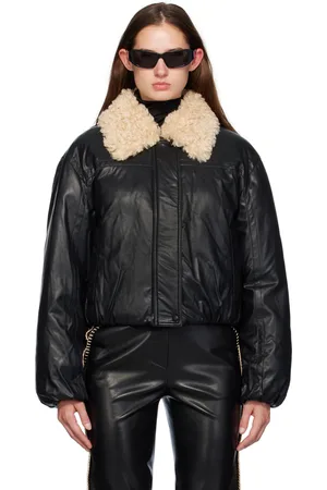 Stand Studio Black Fran Faux-Leather Bomber Jacket