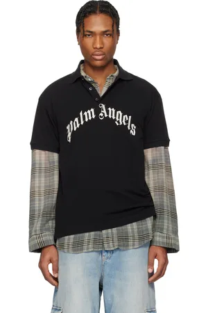 Palm Angels Black Curved Logo Polo
