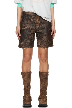 Acne Studios Brown Monogram Loose-Fit Denim Shorts