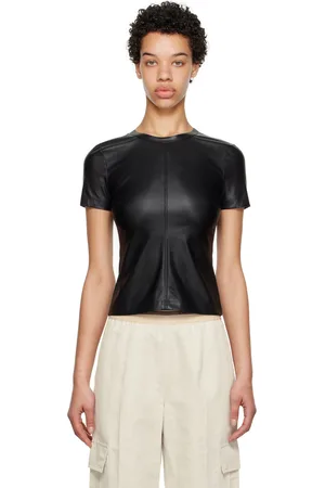 Helmut Lang Black Slim Faux-Leather T-shirt