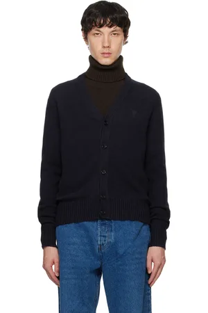 Ami Navy Cashmere Ami De Cœur Cardigan