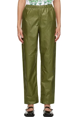 Ganni Khaki Elasticized Trousers
