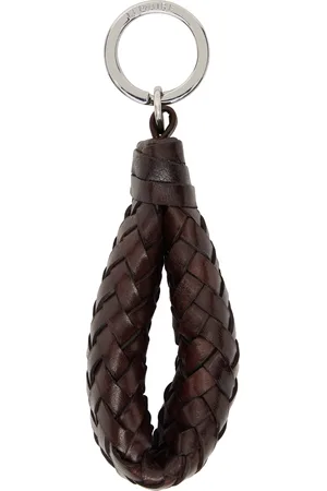 LEMAIRE Brown Chevron Leather Keychain