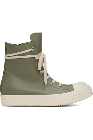 Rick Owens Green Hollywood Calf Leather Sneakers