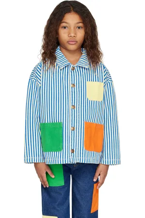 Bobo Choses Kids & White Color Block Denim Jacket